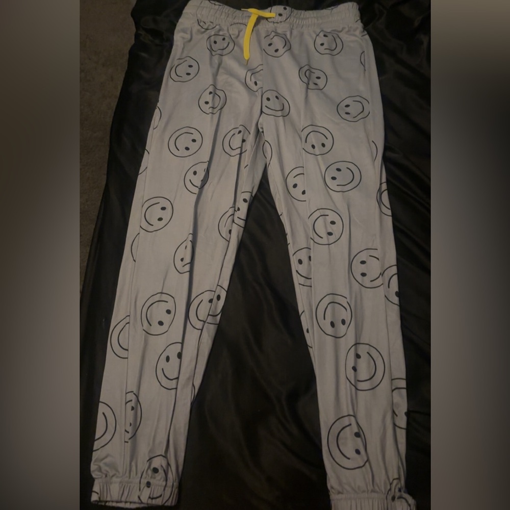 Kids Smiley Face Joggers - Gray